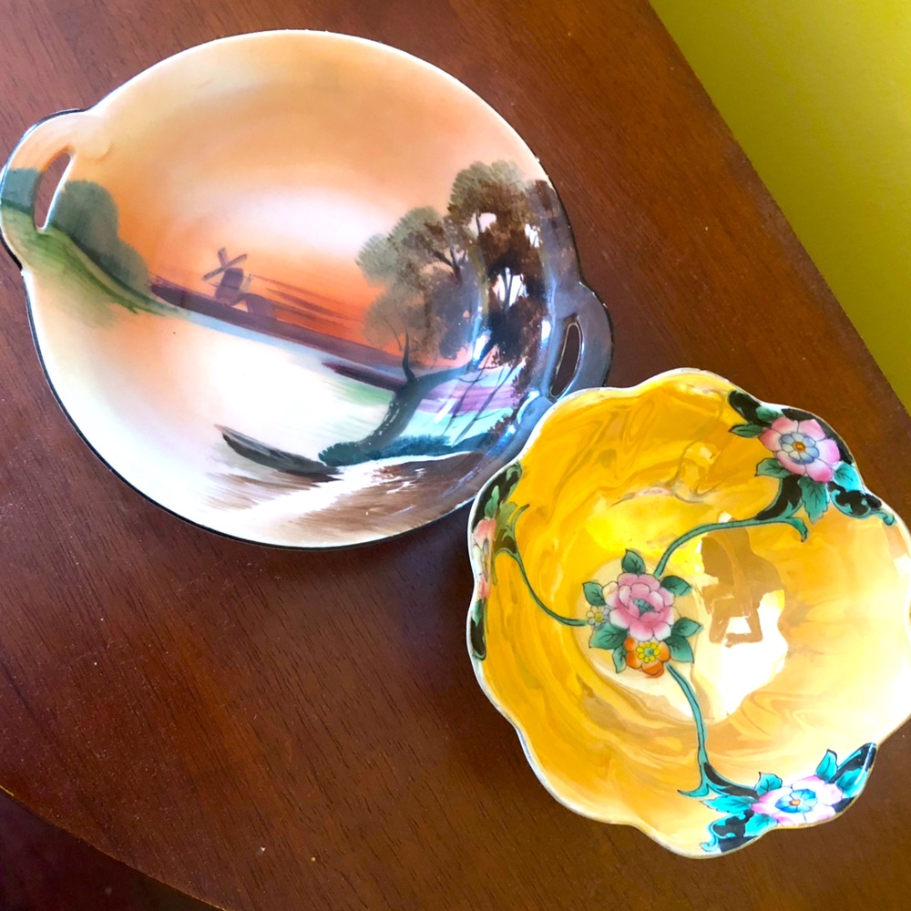 Noritake Hand-Painted Serveware Set - Orange and Yellow